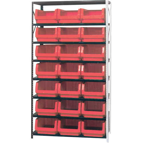 Shelving Unit with Stacking Bins, Steel, Boltless, 650 lbs. Capacity, 42" W x 76" H x 18" D