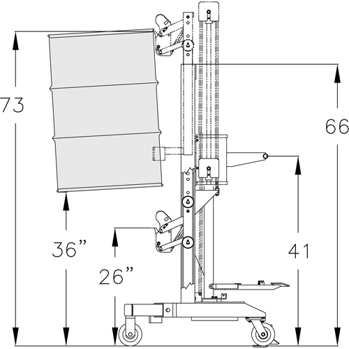Ergonomic Drum Handler High Reach - DM-1100-HR, 30 - 85 US Gal. (25 - 70 Imperial Gal.) - Drum Palletizer - DC597
