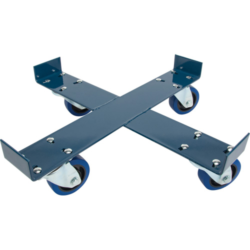 Drum Dolly, Steel, 1400 lbs. Capacity, 24" Diameter, Blue Elastic Casters