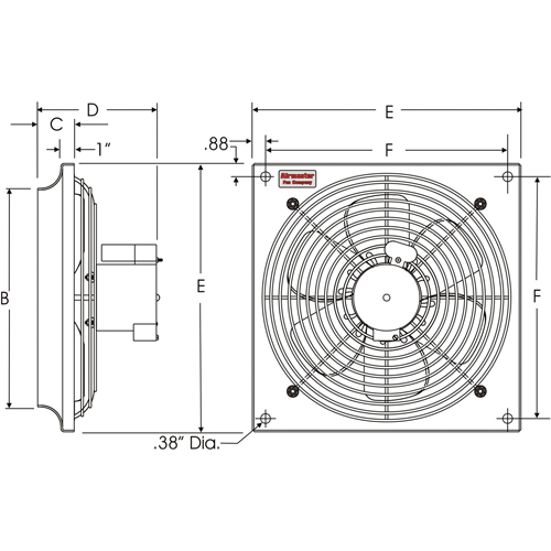 All Purpose Wall Fans, Commercial, 12" Dia., 2 Speeds - Wall-Mounted Fans - EA377