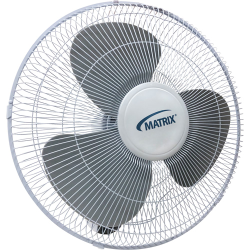 Wall Mount Oscillating Fan, Commercial, 16" Dia., 3 Speeds - Wall-Mounted Fans - EA526