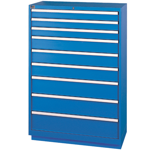 Drawer Cabinets, 9 Drawers, 40-1/4" W x 22-1/2" D x 59-1/2" H, Bright blue