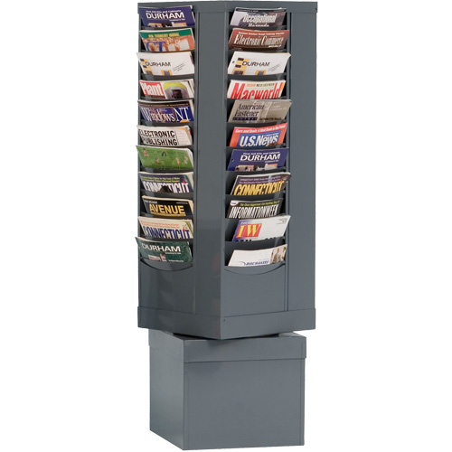 Literature Rack, Rotating, 44 Slots, Steel, 14-1/8" W x 14-1/8" D x 48-1/2" H