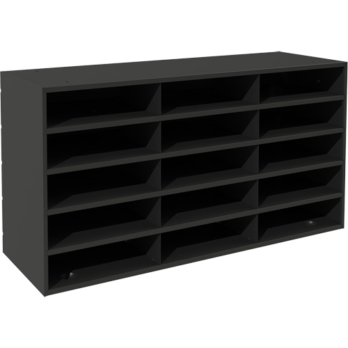 Horizontal Literature Rack, Stationary, 15 Slots, Steel, 33-13/16" W x 11-11/16" D x 17-1/4" H