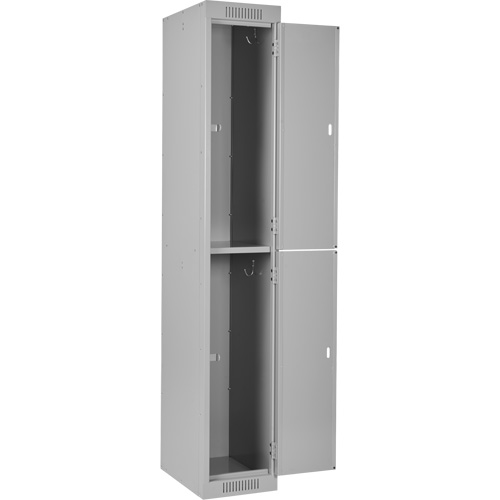 Clean Line™ Lockers, 2 -tier, Bank of 3, 36" x 18" x 72", Steel, Grey, Rivet (Assembled) - Lockers - FJ157