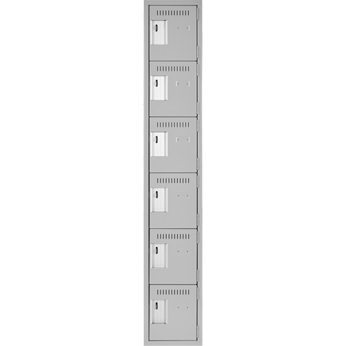 Clean Line™ Lockerettes, 6 -tier, 12" x 18" x 72", Steel, Grey, Rivet (Assembled) - Lockers - FJ171