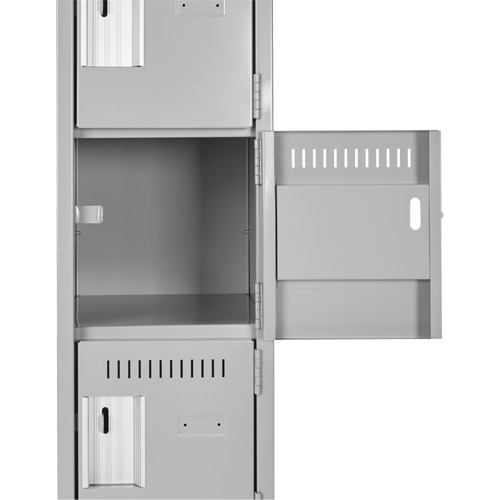 Clean Line™ Lockerettes, 6 -tier, Bank of 3, 36" x 18" x 72", Steel, Grey, Rivet (Assembled) - Lockers - FJ173