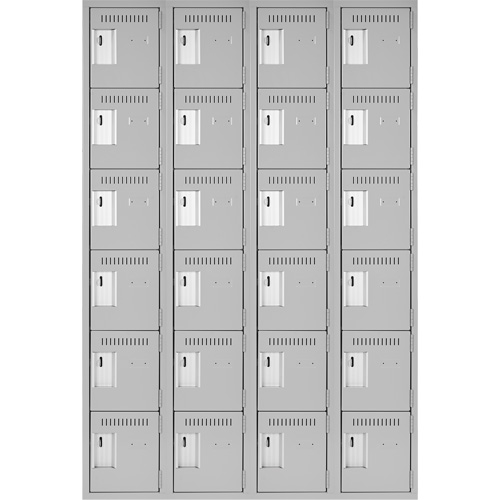 Clean Line™ Lockerettes, 6 -tier, Bank of 4, 48" x 18" x 72", Steel, Grey, Rivet (Assembled) - Lockers - FJ174