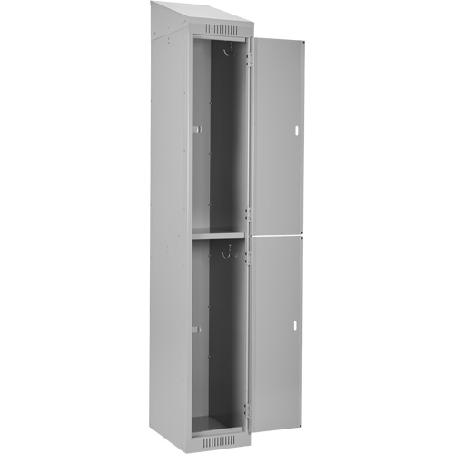 Clean Line™ Lockers, 2 -tier, Bank of 2, 24" x 18" x 78", Steel, Grey, Rivet (Assembled) - Metal Locker - FJ181