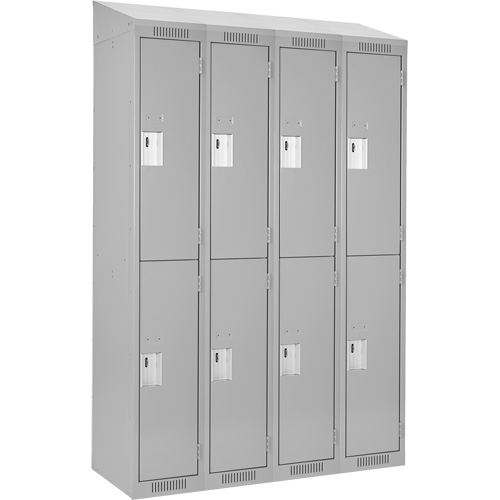 Clean Line™ Lockers, 2 -tier, Bank of 4, 48" x 18" x 78", Steel, Grey, Rivet (Assembled) - Metal Locker - FJ183