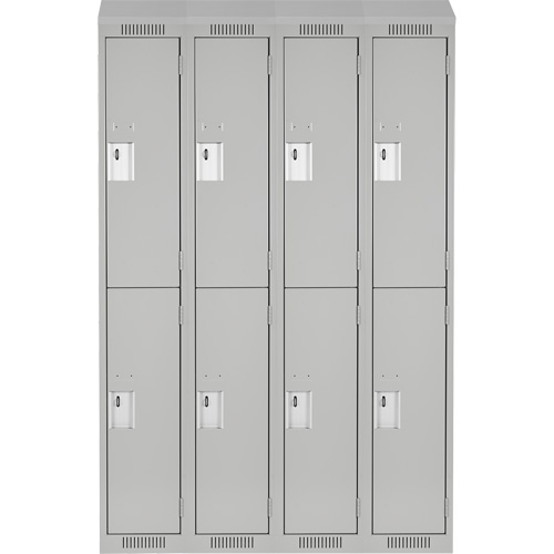 Clean Line™ Lockers, 2 -tier, Bank of 4, 48" x 18" x 78", Steel, Grey, Rivet (Assembled) - Metal Locker - FJ183