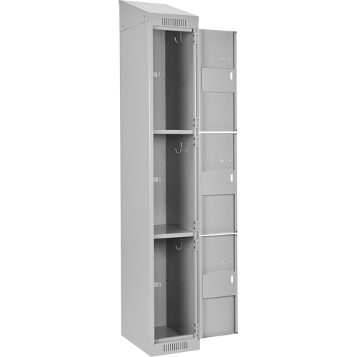Clean Line™ Lockers, 3 -tier, Bank of 3, 36" x 18" x 78", Steel, Grey, Rivet (Assembled) - Metal Locker - FJ186
