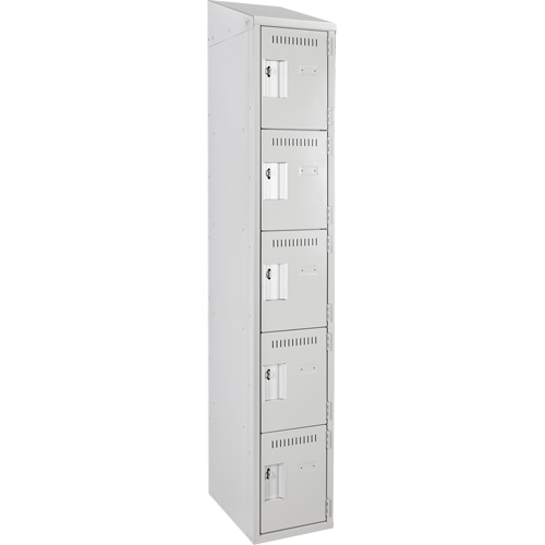 Clean Line™ Lockers, 5 -tier, 12" x 18" x 78", Steel, Grey, Rivet (Assembled)