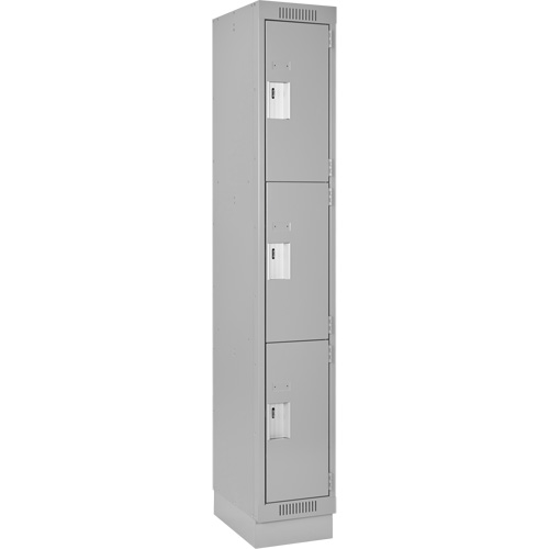 Clean Lineâ„¢ Lockers, 3 -tier, 15" x 15" x 76", Steel, Grey, Rivet (Assembled)
