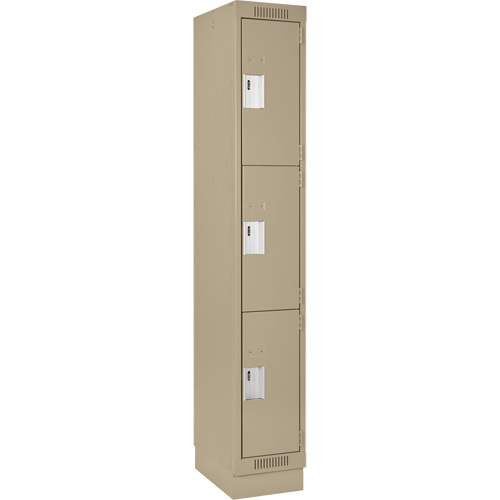 Clean Lineâ„¢ Lockers, 3 -tier, 15" x 15" x 76", Steel, Beige, Rivet (Assembled)