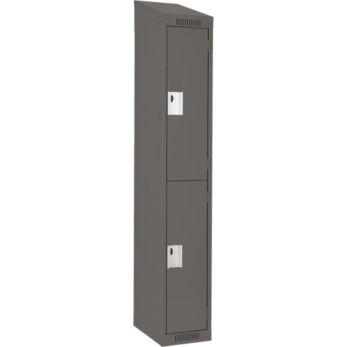 Clean Lineâ„¢ Lockers, 2 -tier, 18" x 18" x 78", Steel, Charcoal, Rivet (Assembled)