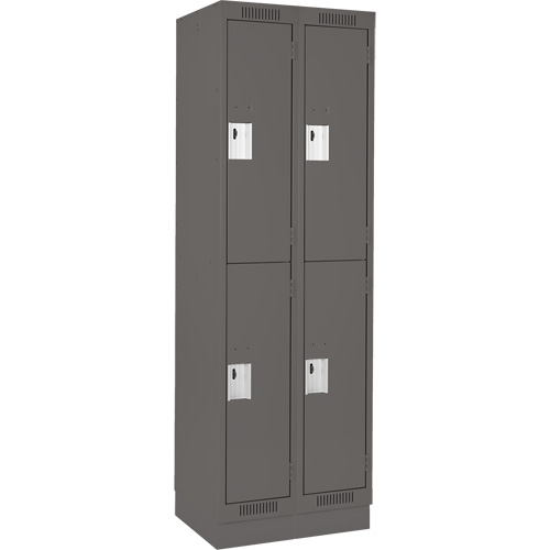 Clean Lineâ„¢ Lockers, 2 -tier, Bank of 2, 36" x 18" x 76", Steel, Charcoal, Rivet (Assembled)