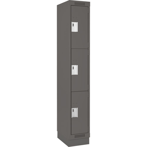 Clean Lineâ„¢ Lockers, 3 -tier, 18" x 18" x 76", Steel, Charcoal, Rivet (Assembled)