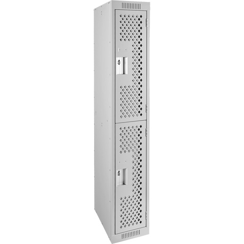 Clean Lineâ„¢ Lockers, 2 -tier, 12" x 18" x 72", Steel, Grey, Rivet (Assembled), Perforated