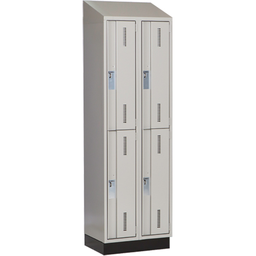 Concorde™ Heavy-Duty Lockers, 2 -tier, Bank of 2, 24" x 18" x 82", Steel, Grey, Welded (Assembled)