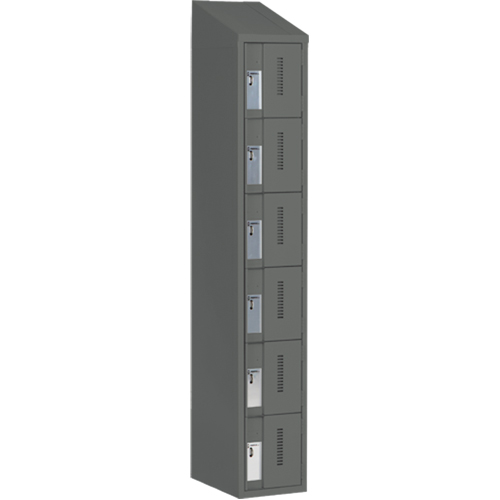 Concorde™ Heavy-Duty Lockers, 6 -tier, 12" x 18" x 78", Steel, Charcoal, Welded (Assembled)