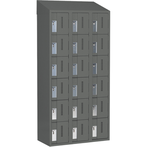 Concorde™ Heavy-Duty Lockers, 6 -tier, Bank of 3, 36" x 18" x 78", Steel, Charcoal, Welded (Assembled)