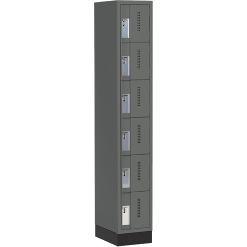 Concorde™ Heavy-Duty Lockers, 6 -tier, 12" x 18" x 76", Steel, Charcoal, Welded (Assembled)