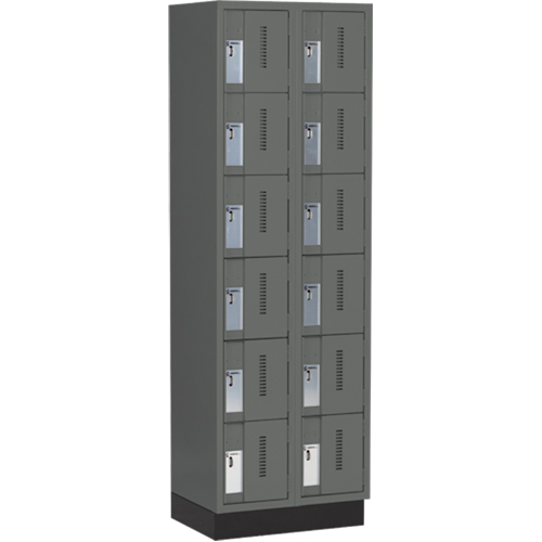 Concorde™ Heavy-Duty Lockers, 6 -tier, Bank of 2, 24" x 18" x 76", Steel, Charcoal, Welded (Assembled)