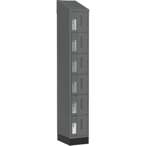 Concorde™ Heavy-Duty Lockers, 6 -tier, 12" x 18" x 82", Steel, Charcoal, Welded (Assembled)