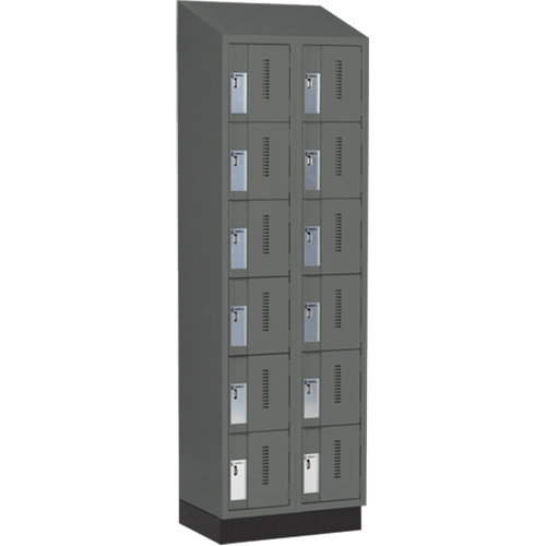 Concorde™ Heavy-Duty Lockers, 6 -tier, Bank of 2, 24" x 18" x 82", Steel, Charcoal, Welded (Assembled)