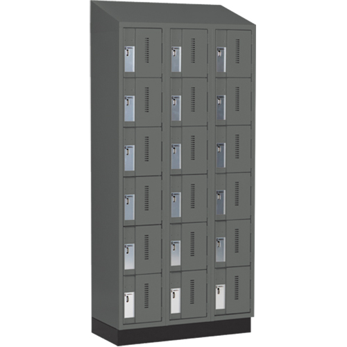 Concorde™ Heavy-Duty Lockers, 6 -tier, Bank of 3, 36" x 18" x 82", Steel, Charcoal, Welded (Assembled)