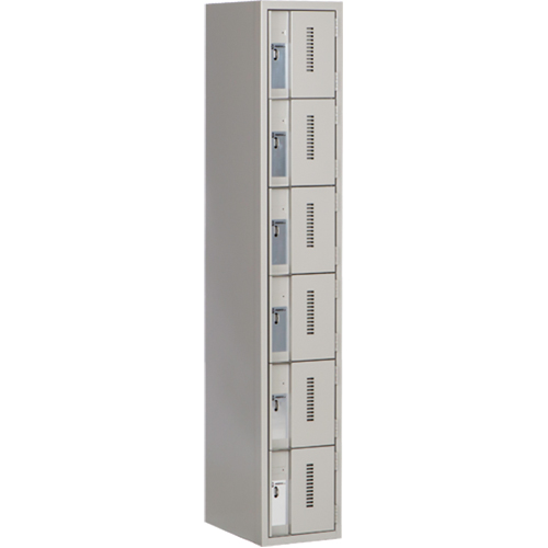 Concorde™ Heavy-Duty Lockers, 6 -tier, 12" x 18" x 72", Steel, Grey, Welded (Assembled)