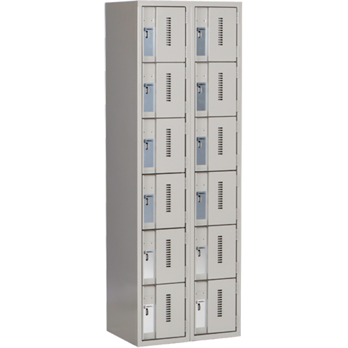 Concorde™ Heavy-Duty Lockers, 6 -tier, Bank of 2, 24" x 18" x 72", Steel, Grey, Welded (Assembled)
