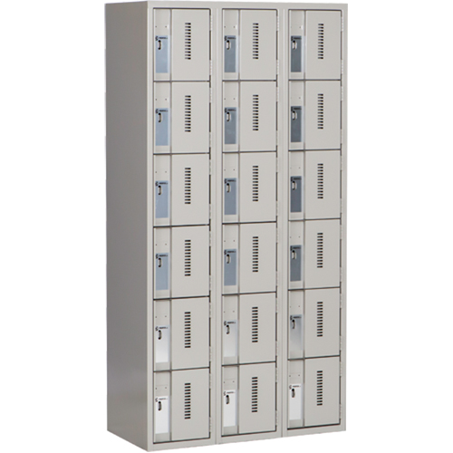 Concorde™ Heavy-Duty Lockers, 6 -tier, Bank of 3, 36" x 18" x 72", Steel, Grey, Welded (Assembled)