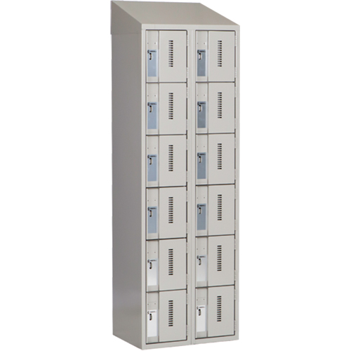 Concorde™ Heavy-Duty Lockers, 6 -tier, Bank of 2, 24" x 18" x 78", Steel, Grey, Welded (Assembled)