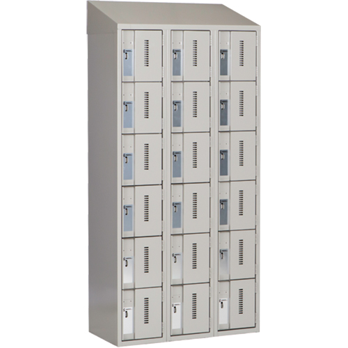 Concorde™ Heavy-Duty Lockers, 6 -tier, Bank of 3, 36" x 18" x 78", Steel, Grey, Welded (Assembled)
