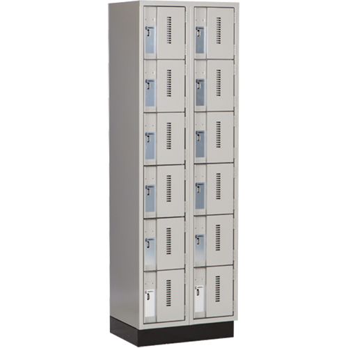 Concorde™ Heavy-Duty Lockers, 6 -tier, Bank of 2, 24" x 18" x 76", Steel, Grey, Welded (Assembled)