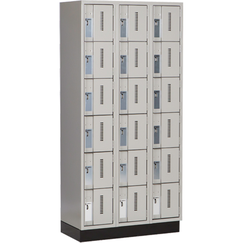Concorde™ Heavy-Duty Lockers, 6 -tier, Bank of 3, 36" x 18" x 76", Steel, Grey, Welded (Assembled)