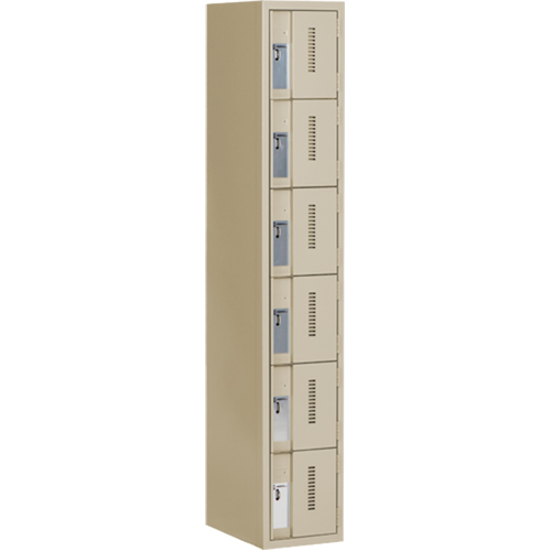 Concorde™ Heavy-Duty Lockers, 6 -tier, 12" x 18" x 72", Steel, Beige, Welded (Assembled)