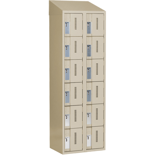 Concorde™ Heavy-Duty Lockers, 6 -tier, Bank of 2, 24" x 18" x 78", Steel, Beige, Welded (Assembled)