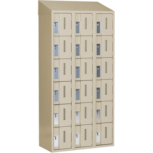 Concorde™ Heavy-Duty Lockers, 6 -tier, Bank of 3, 36" x 18" x 78", Steel, Beige, Welded (Assembled)
