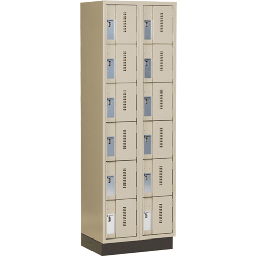 Concorde™ Heavy-Duty Lockers, 6 -tier, Bank of 2, 24" x 18" x 76", Steel, Beige, Welded (Assembled)