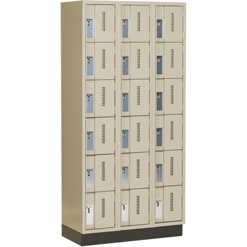 Concorde™ Heavy-Duty Lockers, 6 -tier, Bank of 3, 36" x 18" x 76", Steel, Beige, Welded (Assembled)