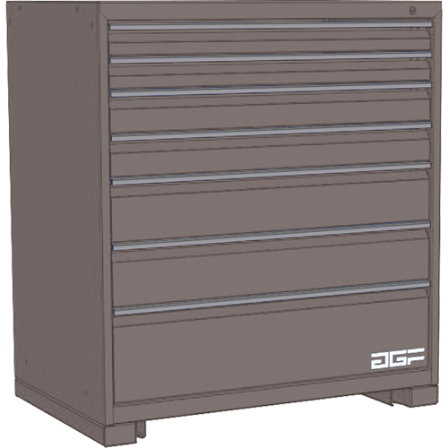 Modular Drawer Cabinet, 7 Drawers, 24" W x 24" D x 40" H, Grey