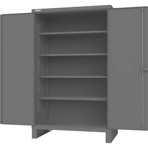 Cabinet with Recessed Pegboard Doors, Steel, 4 Shelves, 78" H x 48" W x 30" D, Grey