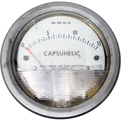 4000 Series Capsuhelic Differential Pressure Gauge with Case, 4" , 0 - 15 psi, Panel Mount, Analogue