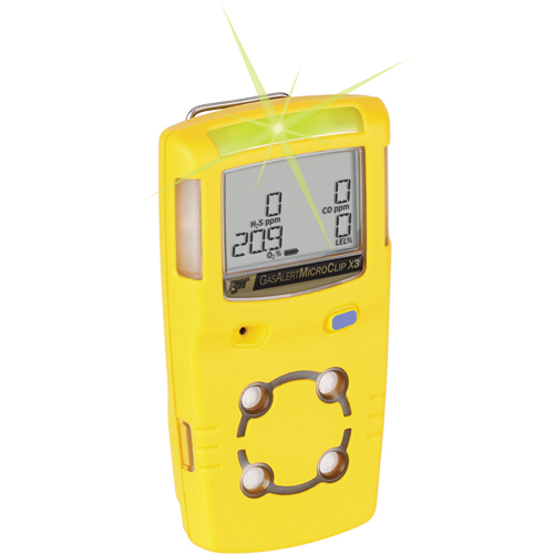 BW™ MicroClip X3 Multi-Gas Detector, 4 Gas, LEL - O2 - CO - H2S - Personal Gas Detectors - HZ216