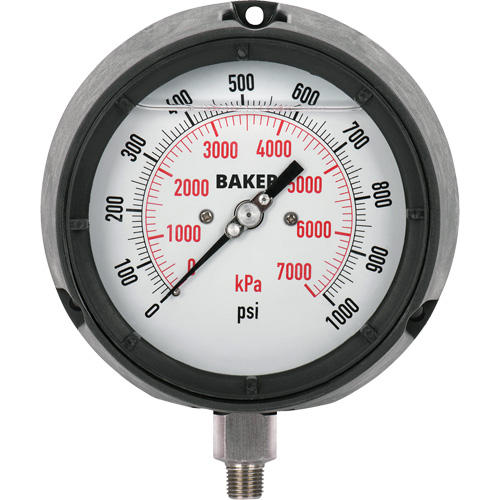 LF Series Pressure Gauge, 4-1/2" , 0-1000 psi, Bottom Mount, Analogue