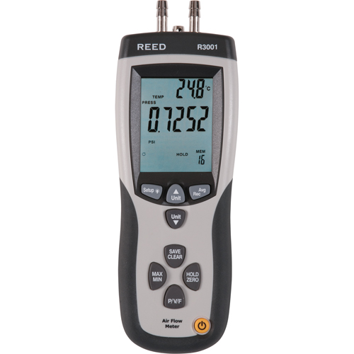 Pitot Tube Anemometer/Differential Manometer with Air Volume, Digital, 0 - 0.752 PSI