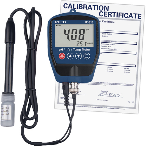 pH/mV Meter with Temperature with ISO Certificate - Ph Temperature Meter - IC872